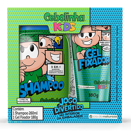 Combo Cebolinha Kids Shampoo 3×1 260ml + Gel Fixador 180g